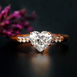 1ct Heart Simulated Diamond Solitaire with Accents Ring 14K Yellow Gold Plated