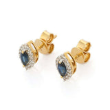 2.24ct Stud Earrings Marquise Cut Blue Sapphire Halo 14k Yellow Gold Finish