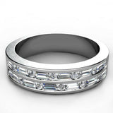 1ct Round Emerald Dual Line Half Eternity Wedding Ring Band 14k White Gold Over