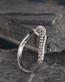 1ct Round Cut Diamond Engagement Ring 14k WhiteGold Finish Love Knot Beaded Wave