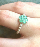 1.6ct Engagement Ring Round Green Emerald Cluster Ball Shank 14k White Gold Over