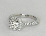 3Ct Round Cut Diamond Halo with Accents Engagement Ring 14K White Gold Finish