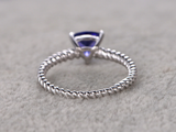 1ct Trillion Blue Sapphire Engagement Ring Braided Solitaire 14k White Gold Over