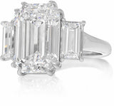 4.5Ct Emerald Cut Diamond Gatsby Trilogy Engagement Ring 18K White Gold Finish