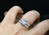 4ct Oval Cut Diamond Bridal Set Bamboo Style Engagement Ring 14k White Gold Over