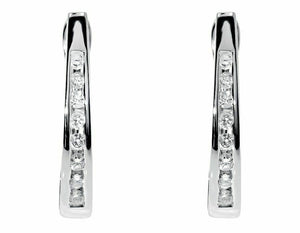 0.25ct Round Cut VVS1D Diamond Channel Set Hoop Earrings 14k White Gold Finish