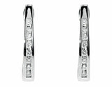 0.25ct Round Cut VVS1D Diamond Channel Set Hoop Earrings 14k White Gold Finish