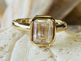 2ct Engagement Ring Emerald Cut Diamond Bezel Set Solitaire 14k Yellow Gold Over