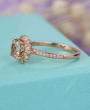 1.5ct Round Cut Peach Morganite Engagement Ring Stylish Halo 14k RoseGold Finish