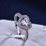 2.5ct Heart Cut Diamond Engagement Ring 14k White Gold Finish Halo Heart Shape