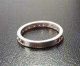 1ct Round Cut Pink Ruby 3/4 Eternity Wedding Ring Band 14k White Gold Finish