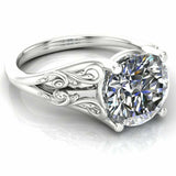 4ct Round Diamond Engagement Ring Filigree OpenBand Solitaire 14k WhiteGold Over