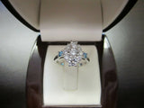 5Ct Round Cut Diamond Aquamarine Cluster Engagement Ring 14K White Gold Finish