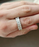 4ct Radiant Cut Simulated Diamond Iced Full Eternity Band 14k White Gold Plated