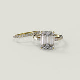 3.5ct Emerald Cut Diamond Engagement Ring Bridal Wedding Set 14k YellowGold Over