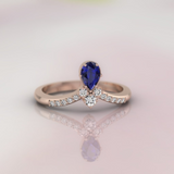 1ct Pear Cut Blue Sapphire Engagement Ring 14k Rose Gold Finish Vintage Style