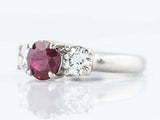 1.6ct Round Cut Pink Ruby Engagement Ring Diamond Trilogy 14k White Gold Finish