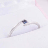 0.2ct Round Cut Blue Sapphire Tension Set Solitaire Ring 14k White Gold Finish