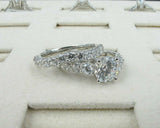 5Ct Round Cut Diamond Bridal Set Solitaire Accents Ring Band 14K White Gold Over