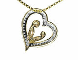 0.2ct Round Cut VVS1D Diamond Mother-Child Heart Pendant 14k Yellow Gold Finish