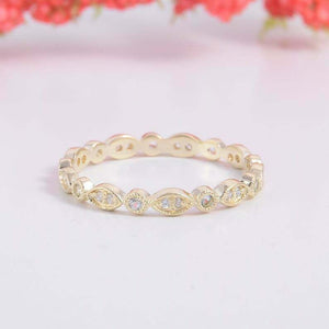 1.2ct Round Cut VVS1 Diamond Wedding Band Milgrain Eternity 14k Yellow Gold Over