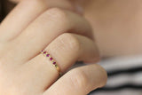 1ct Round Cut Pink Ruby Wedding Band 14k Yellow Gold Finish Five Stone Stackable