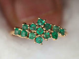 3ct Princess Cut Green Emerald Cluster Minimalist Ring 14k Yellow Gold Finish