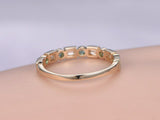 1ct Round Cut Green Emerald Half Eternity Stackable Band 14k White Gold Finish