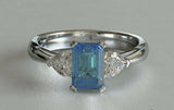 2ct Emerald Blue Aquamarine Engagement Ring Diamond Accent 14k White Gold Finish