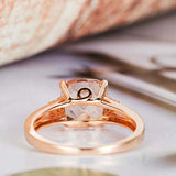 2ct Cushion Cut Peach Morganite Diamond Accent Solitaire Ring 14k Rose Gold Over