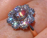 Floral Cluster Halo Engagement Ring 2.9ct Round Cut Diamond 14k Two Tone Finish