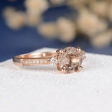 1ct Round Cut Peach Morganite Engagement Ring 14k RoseGold Over Accent Solitaire