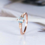 1.1ct Round Cut Blue Aquamarine Engagement Ring Minimalist 14k Rose Gold Finish