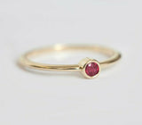 0.2ct Round Pink Ruby Engagement Ring 14k Yellow Gold Finish Bezel Set Solitaire