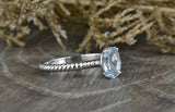 1ct Oval Cut Blue Aquamarine Engagement Ring 14k WhiteGold Finish Rope Solitaire