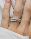 2ct Emerald Simulated Diamond Iced Full Eternity Wed Band 14k White Gold Plated