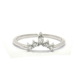 Crown Minimalist Engagement Ring 0.7ct Marquise Cut Diamond 14k WhiteGold Finish