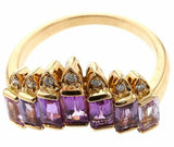 3ct Emerald Cut Purple Amethyst Engagement Ring Tiara Style 14k Yellow Gold Over