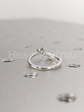 0.5ct Heart Cut Simulated Diamond Two Stone Open Ring 14k White Gold Plated