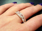 5ct Wedding Band Round Cut Peach Morganite Half Eternity 14k White Gold Finish