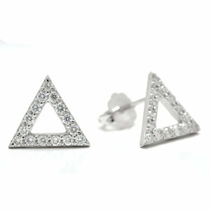 1.5ct Round Cut VVS1D Diamond Triangle Shape Stud Earrings 14k White Gold Finish