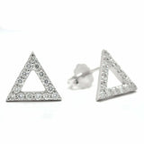 1.5ct Round Cut VVS1D Diamond Triangle Shape Stud Earrings 14k White Gold Finish