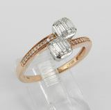 2.5ct Baguette Cut Diamond ByPass Design Engagement Ring 14k Rose Gold Finish