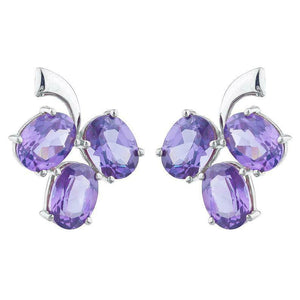 2.3ct Drop Earrings Oval Cut Purple Amethyst Berry Fruit 14k White Gold Finish