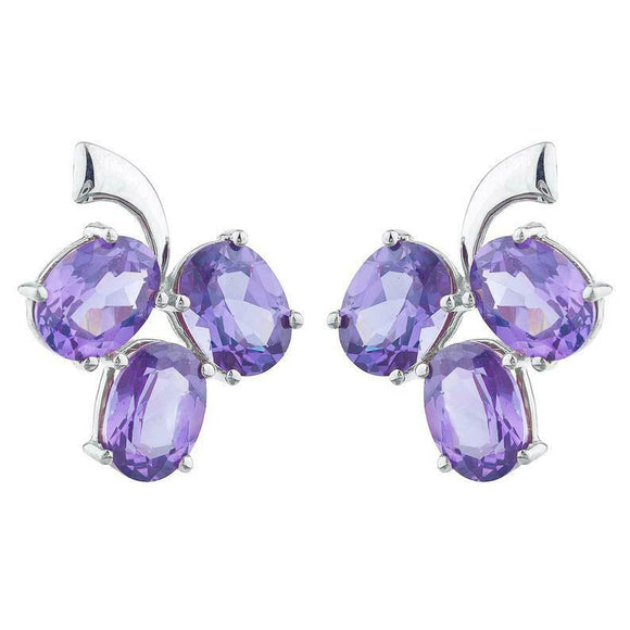 2.3ct Drop Earrings Oval Cut Purple Amethyst Berry Fruit 14k White Gold Finish