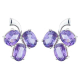 2.3ct Drop Earrings Oval Cut Purple Amethyst Berry Fruit 14k White Gold Finish