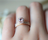 1.8ct Round Cut Peach Morganite Bridal Set Engagement Ring 14k Rose Gold Finish