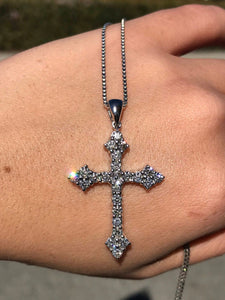 2ct Round Cut Diamond Holy Budded Cross Jesus Christ Pendant 14k White Gold Over