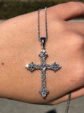 2ct Round Cut Diamond Holy Budded Cross Jesus Christ Pendant 14k White Gold Over