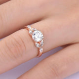 1.5ct Round Cut Diamond Engagement Ring Floral Leaf Solitaire 14k Rose Gold Over